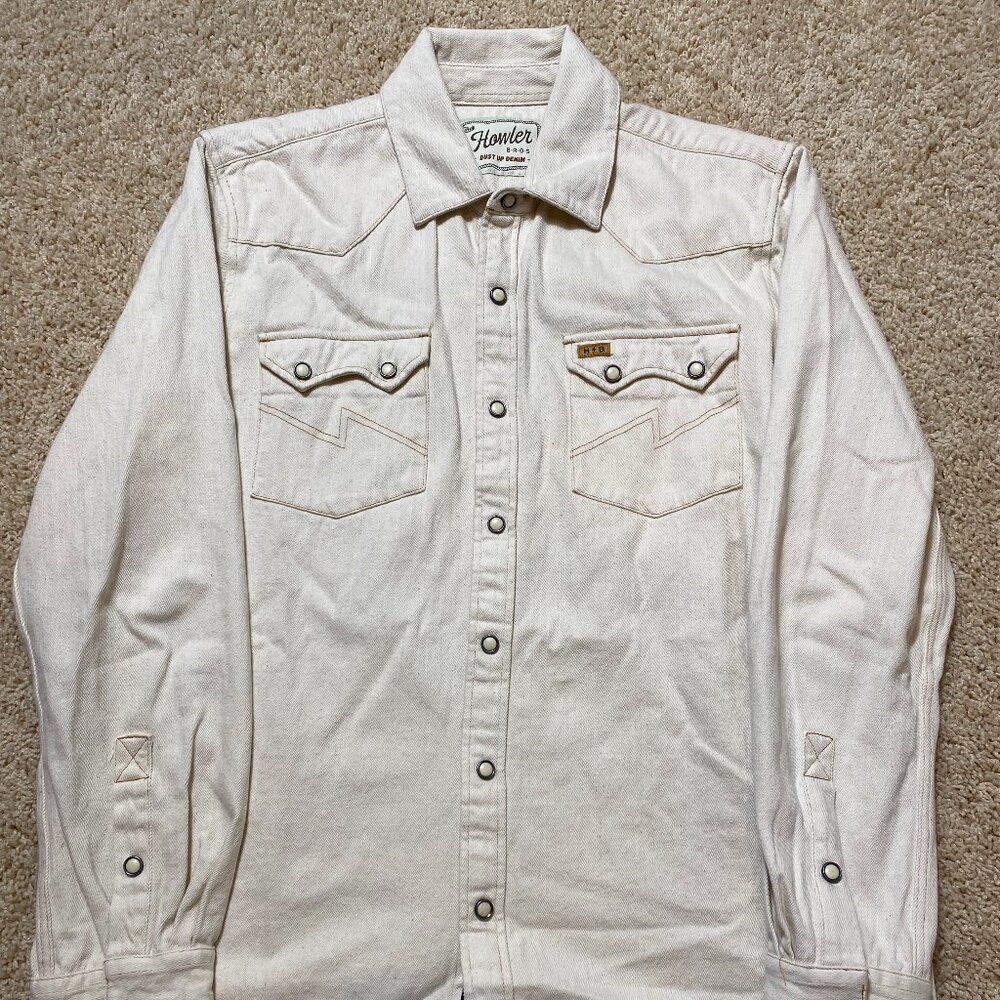 Howler Bros Denim Pearl Snap M Ecru 100% cotton